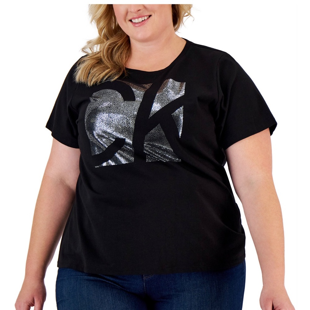 Calvin Klein
Plus Size Metallic Logo Short-Sleeve Tee